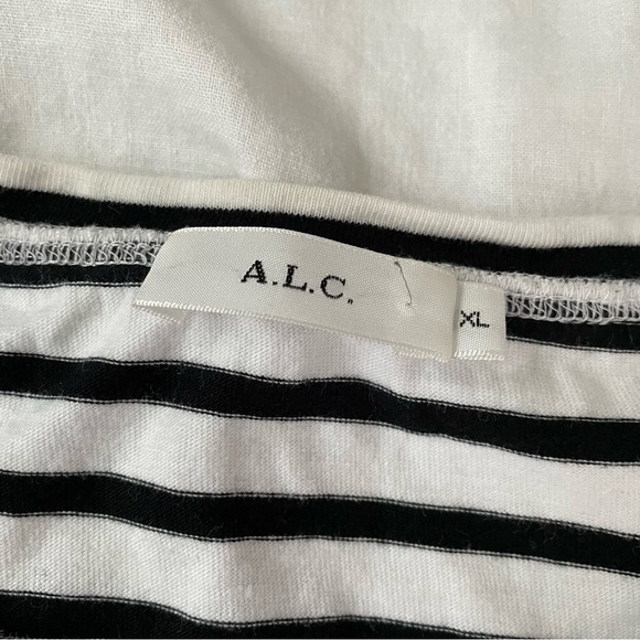 A.L.C. Sz XL Carrie Black White Stripes Flared Sleeve Top - Picture 6 of 9